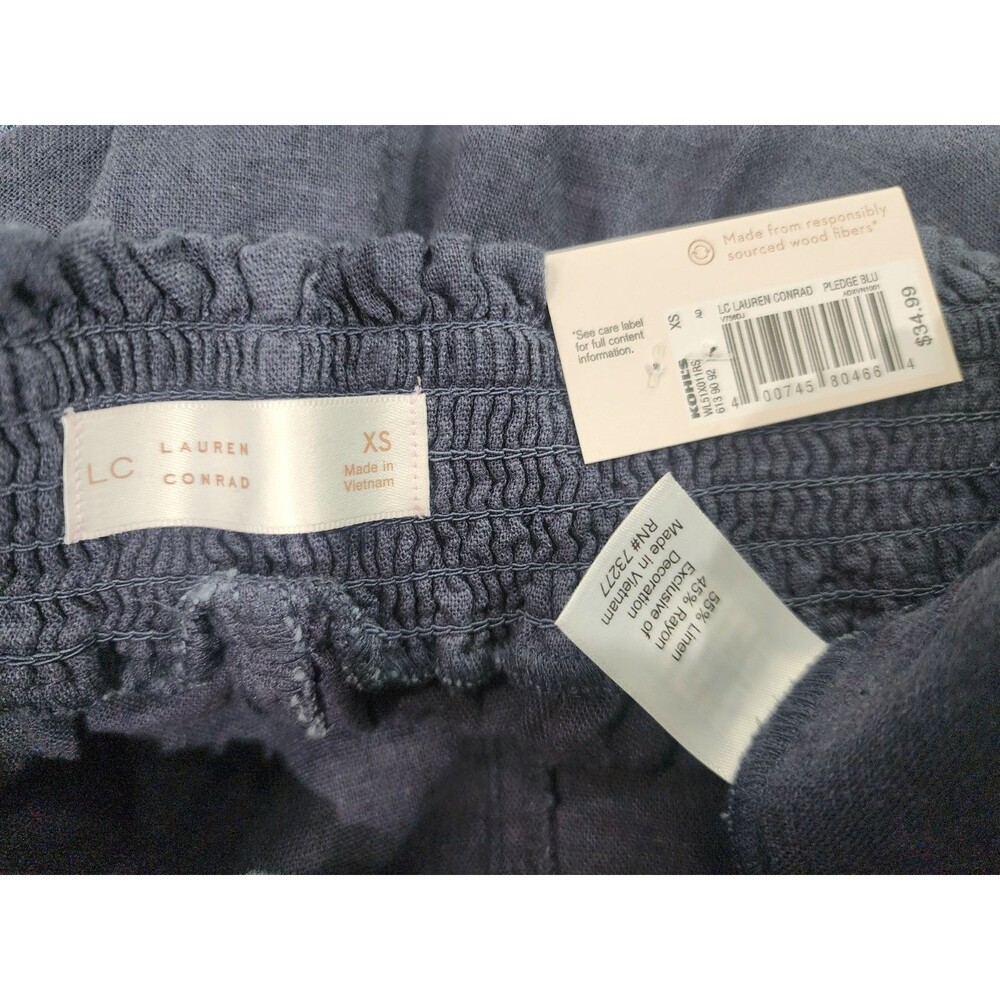 NEW Lauren Conrad Women’s High Rise Shorts Size XS NAVY BLUE Lined Scalloped - Picture 7 of 7